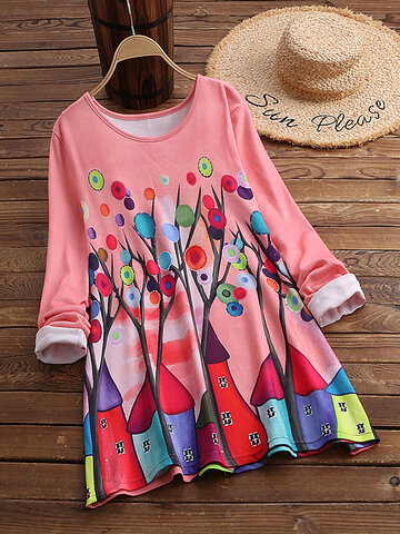 Tree House Printed Knit Blouse