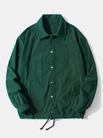 Corduroy Solid Button Jackets