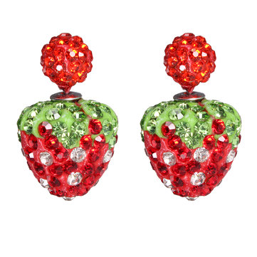 Crystal Round Ball Strawberry Stud Earrings