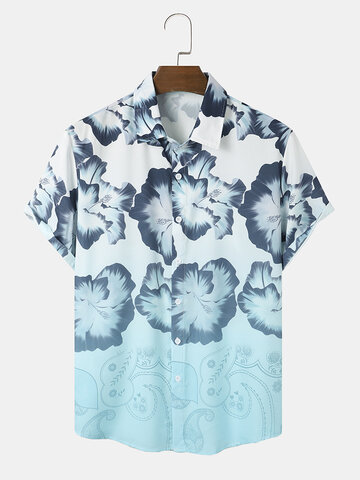 Flower Paisley Ombre Print Shirts