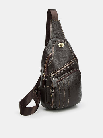 Genuine Leather Anti-theft Chest Bag Casual Vintage Single-shoulder Crossbody Bag For Men Women
