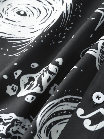 Monochrome Space Planet Print Shirts
