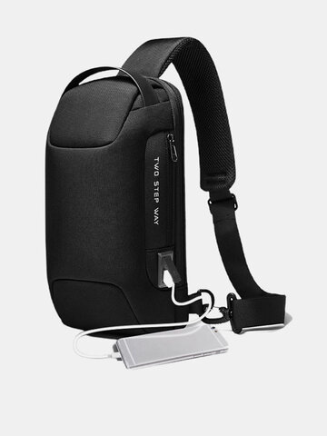 Oxford USB Charging Multi-Layers Waterproof Outdoor Crossbody Bag Chest Bag Sling Bag