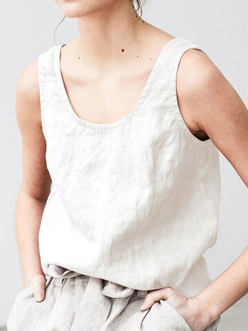 Solid Sleeveless Casual Tank Top
