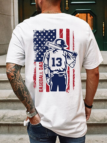 Baseball Figure American Flag T-Shirts