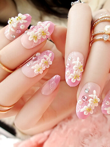 Carved Stereoscopic Flower Fake Nails