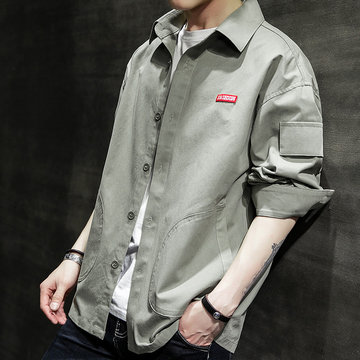 

Long-sleeved Shirt Men's Trend-type Tooling Cotton Army Green Casual Men's Men's Is The New Season