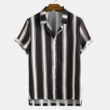 

Mens Funny Hit Color Stripe Printed Shirts