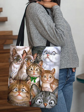 Cats Green Bow Pattern Tote