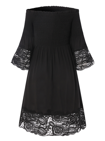 Lace Patchwork Black Dress