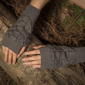 Warm Knit Fingerless Gloves Semi-finger Sports Short Twisted