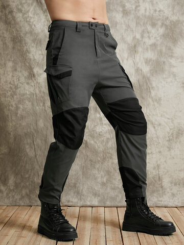 Hit Patchwork Multi Pocket Buttons Cuff Cargo Pants