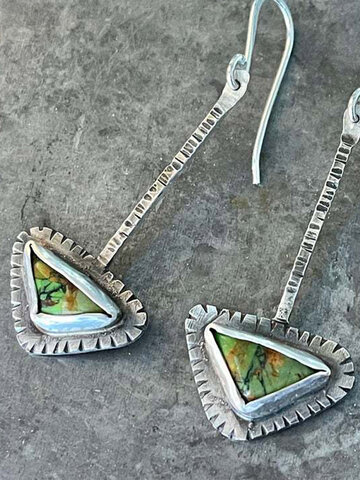Triangular Inlaid Turquoise Earrings