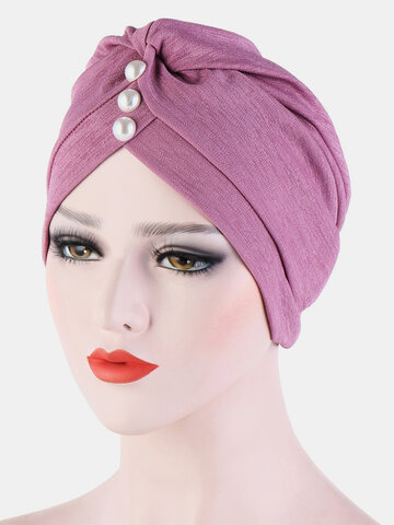 Chiffon Cow Louver Fold Hat Soft Sokid Color Adjustable Headdress Headscarf