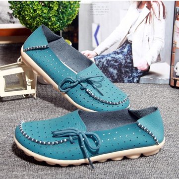 

Butterflyknot Breathable Soft Lace Slip On Soft Pierced Flat Loafers, Pink sky blue blue black red yellow white