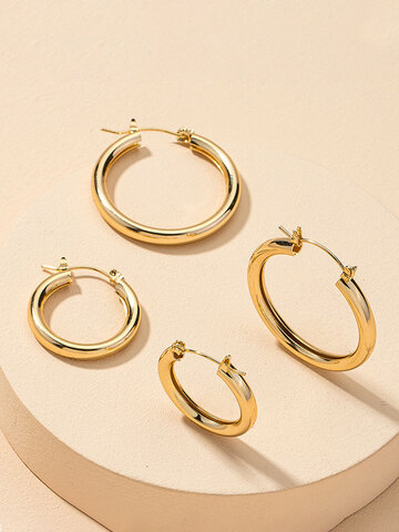 Golden Circle-shaped Hoop Earrings