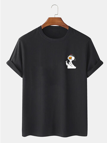 Cartoon Animal Chest Print T-Shirts