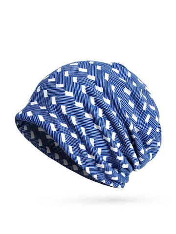 Cotton Print Stripe Multi-color Beanie Hats