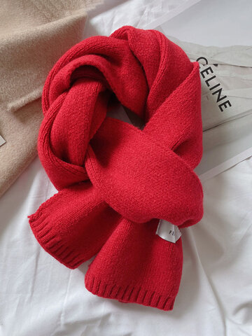 Unisex Thickened Solid Label Scarf