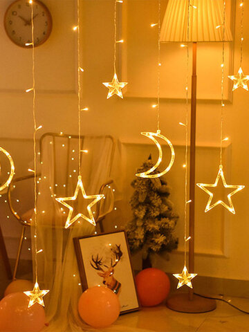 Lanternas LED em forma de lua em forma de estrela Luzes de cordas para decoração com atmosfera romântica