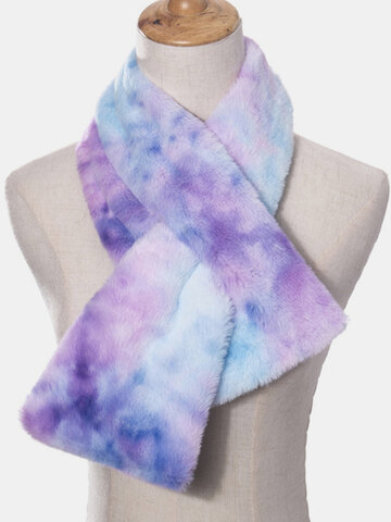 Women Plush Plus Thicken Tie-dye Warm Casual All-match Neck Protection Scarf