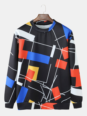 Colorblock Line Print Sweatshirt