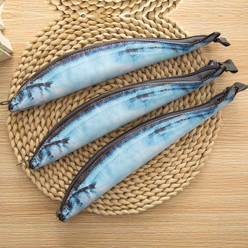 Creative Salted Fish Saury Seafood Pencil Cases School Bag
