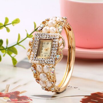 Trendy Pearl Diamond Bracelet Watch