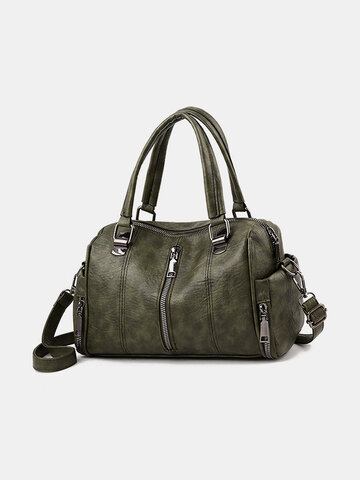 JOSEKO Women's Faux Leather Zip Messenger Bag Tote