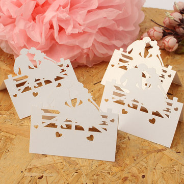 

50Pcs Couple Table Name Place Cards Laser Cut Pearlescent Card Wedding Party Favors Accessories
