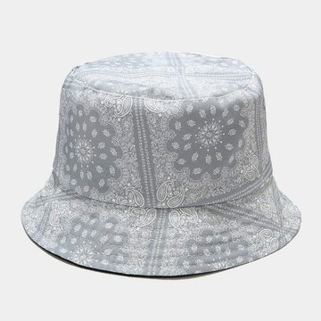 Women & Men Cashew Flower Pattern Two-Sided Bucket Hat Fisherman Hat