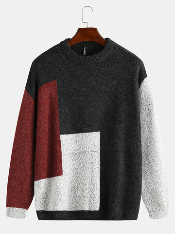 Mens Patchwork Casual Sweater