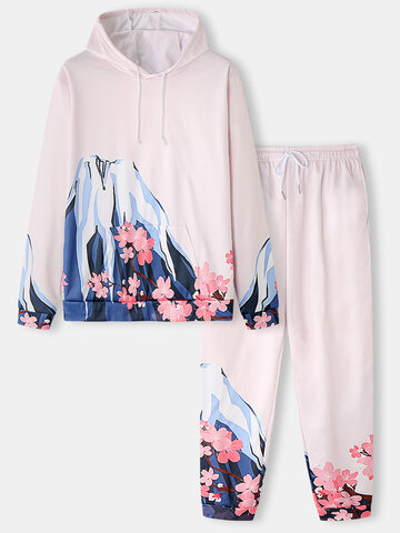 Mount Fuji Cherry Blossoms Pattern Pajamas