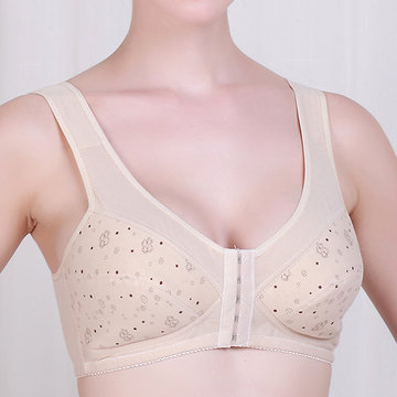 

Cotton Front Closure Printing Wireless Bras, Nude apricot