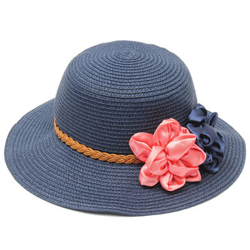 Femmes Trilby Beach Sun Hat Fleur Casquette De Voyage Paillette Elégante-Marine