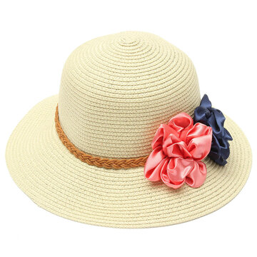 Femmes Trilby Beach Sun Hat Fleur Casquette De Voyage Paillette Elégante-Beige