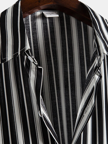 Black Stripe Print Casual Shirt
