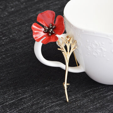 Broches de flor de amapola roja