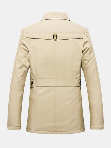 Cotton Plush Lined Lapel Overcoats