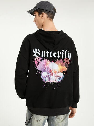 Men Butterfly And Skull Hoodie