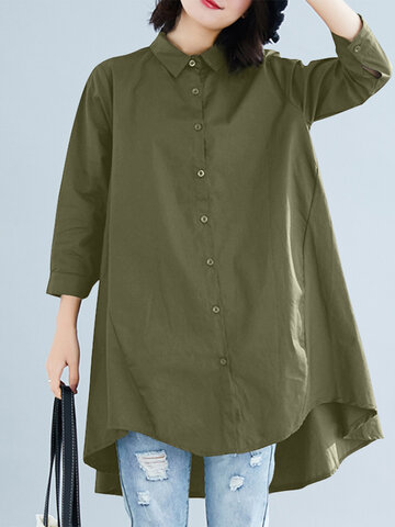 Solid Button Casual Shirt