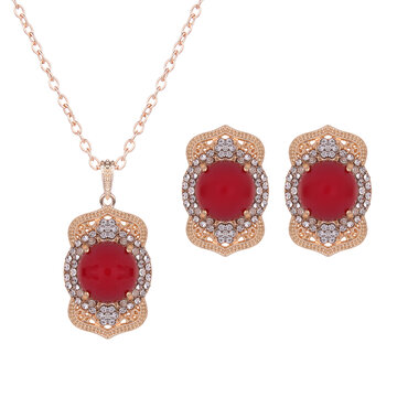 Conjunto de joyas elegantes Conjunto de collar de perlas de diamantes de imitación Pendientes
