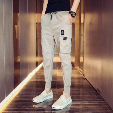 

Hong Kong Style Season Thin Men's Casual Pants Slim Feet Nine Pants Social Youth Tooling Harem Pants Tide