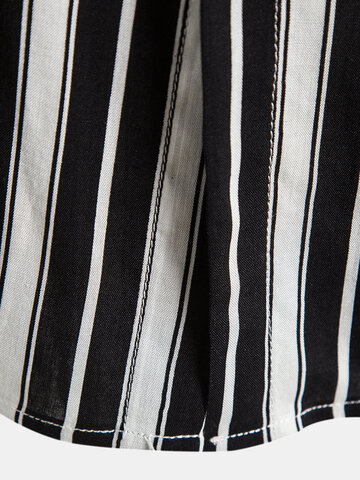 Black Stripe Print Casual Shirt