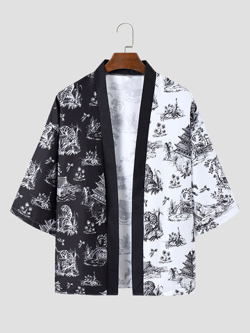 Two Tone Tiger Print Kimonos