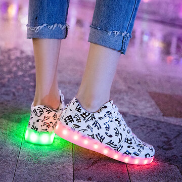 Pattern LED Light Up Colorful Skate Sneakers
