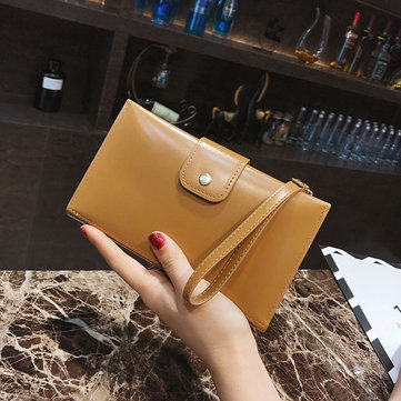 Stylish Pure Color Pu Leather Long Wallet