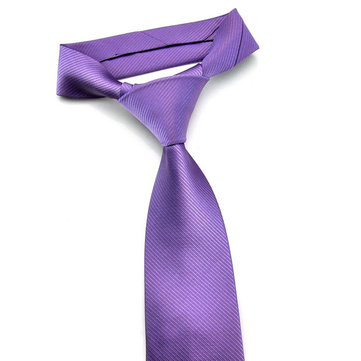 Pensee Polyester Silk Solid Stripe Cravates Formelles pour Hommes 