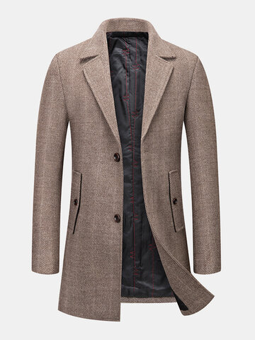 Business Woolen Single-Breasted Thick Overcoat