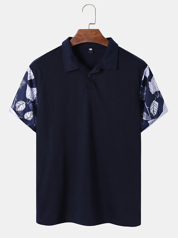 Leaves Pattern Spliced Casual Shirts